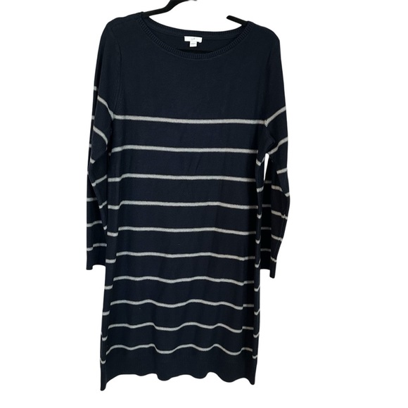 J. Jill Women’s Long Sleeve Navy & Gray Midi Crewneck Sweater Dress Sz L GUC - Picture 1 of 8